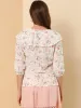 Ruffled Tie-Neck Lapel Elbow Sleeve Floral Embroidery Blouse sold by Allegra K