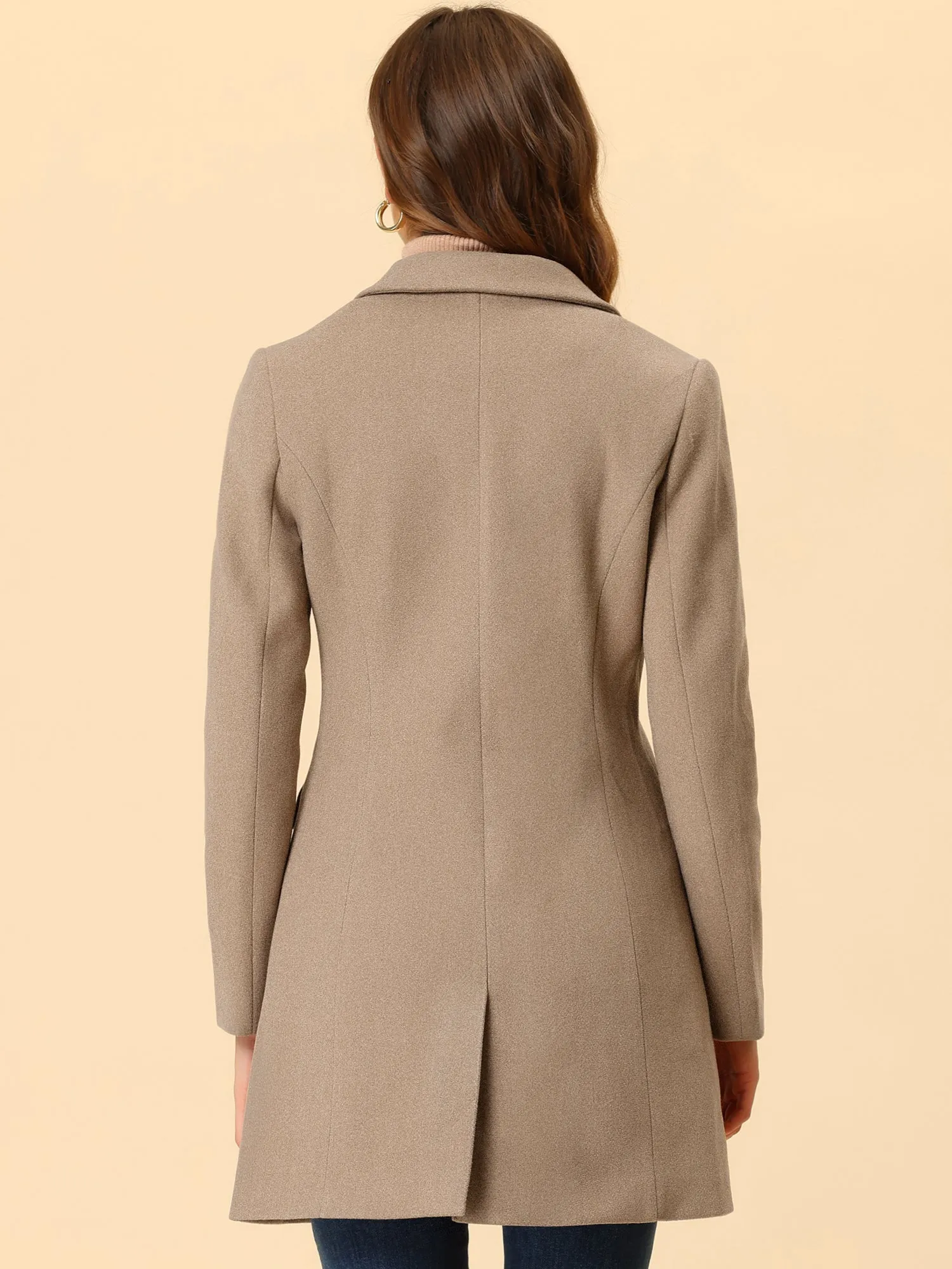 Notched Lapel Single Breasted Outwear Winter Pea Coat sold by Allegra K product image thumbnail 3