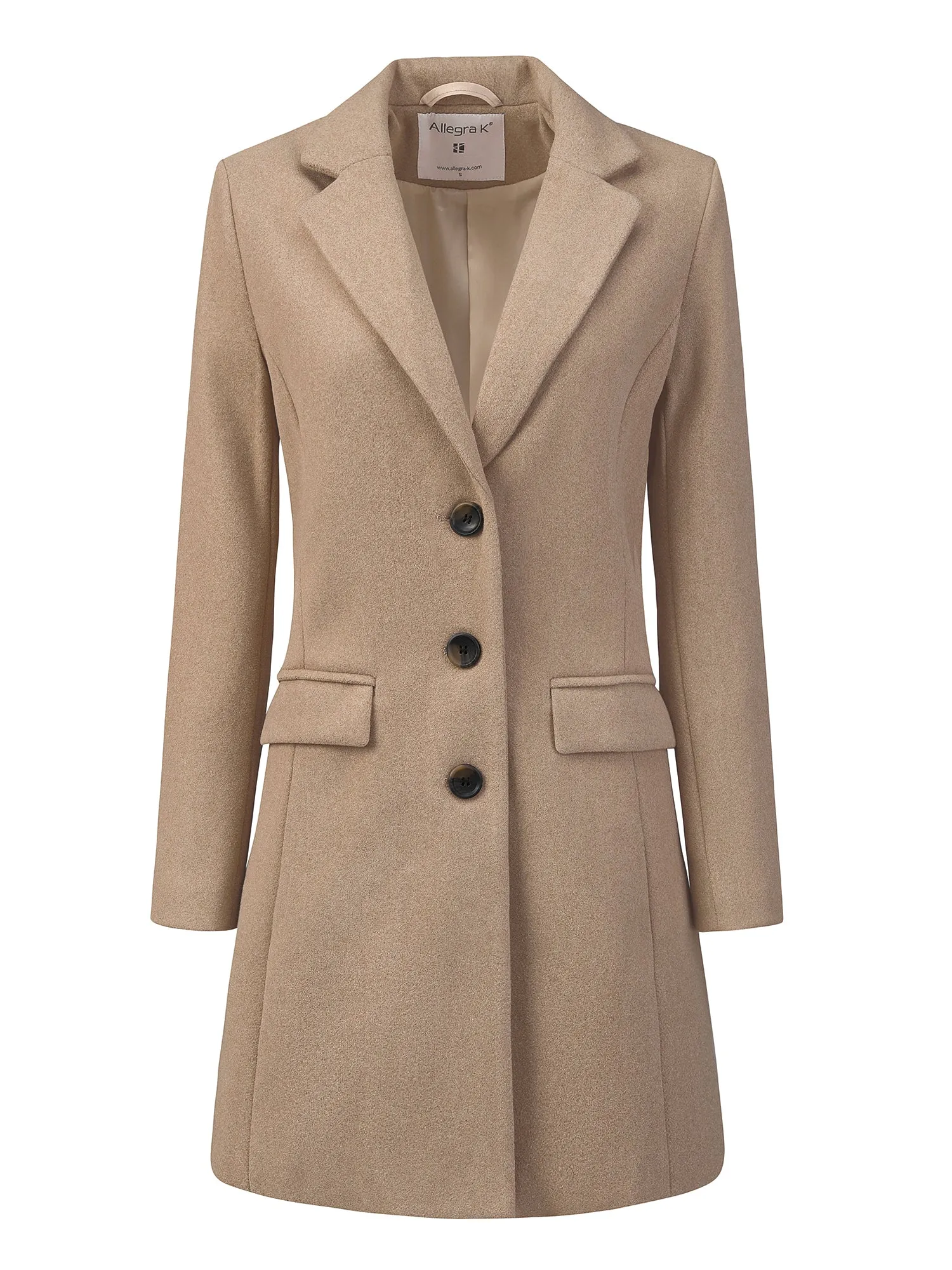 Notched Lapel Single Breasted Outwear Winter Pea Coat sold by Allegra K product image thumbnail 5