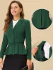 Vintage Ruffle Hem Belted Notched Lapel Office Work Blazer sold by Allegra K