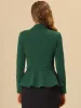 Vintage Ruffle Hem Belted Notched Lapel Office Work Blazer sold by Allegra K