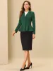 Vintage Ruffle Hem Belted Notched Lapel Office Work Blazer sold by Allegra K