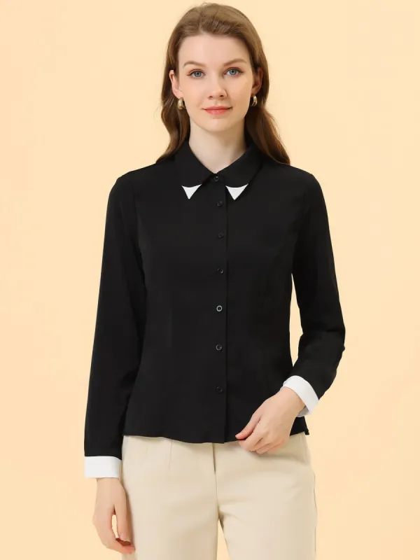 Office Shirt Point Collared Button Up Tops sold by Allegra K