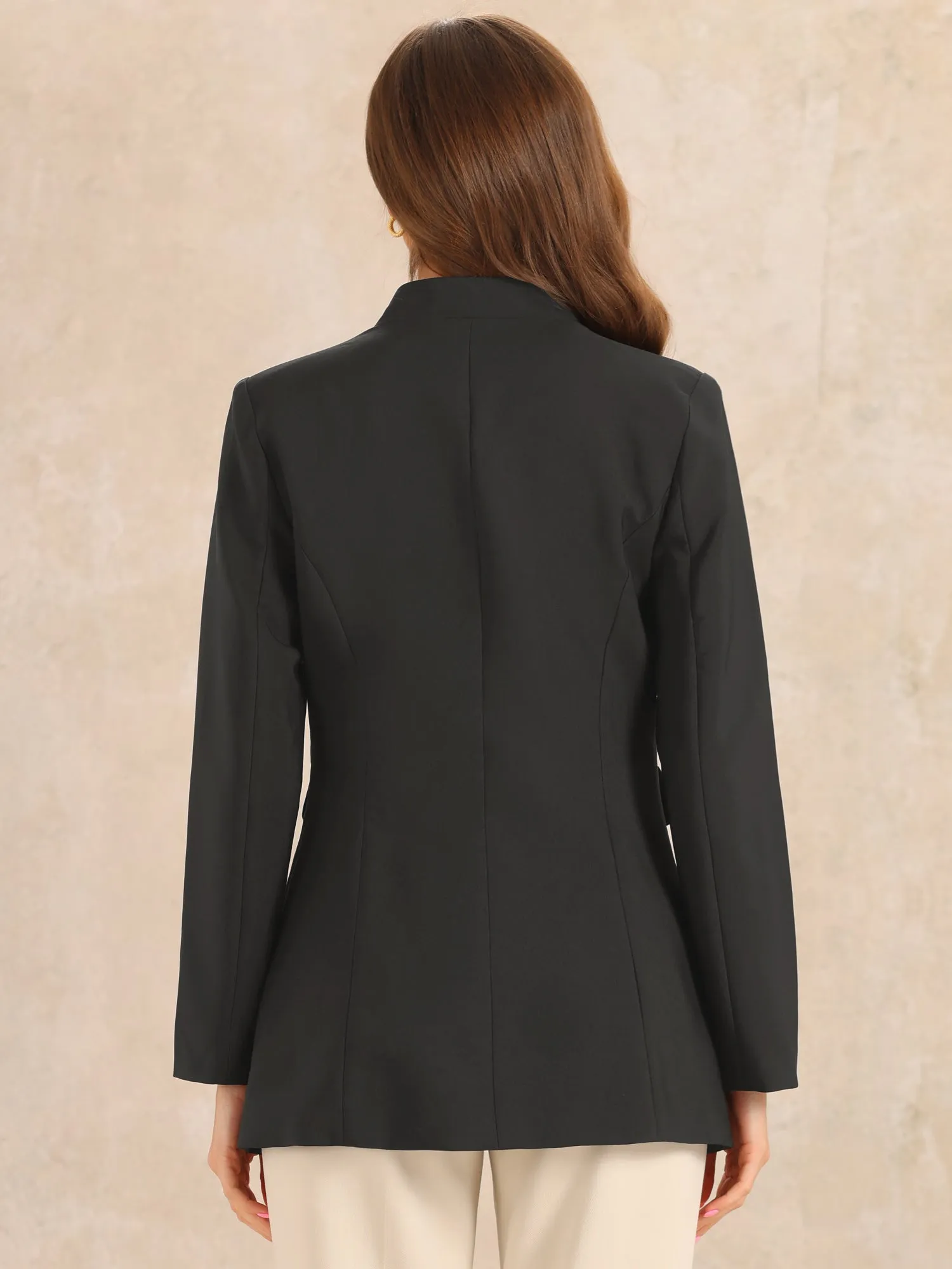 Stand Collar Long Sleeve Solid Color Business Blazer sold by Allegra K product image thumbnail 3