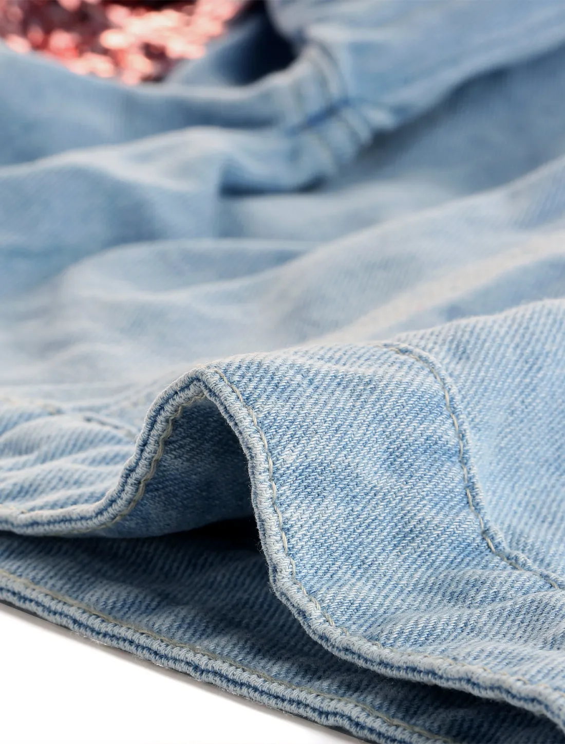 Casual Sequin Shiny Sparkle Drop Long Sleeve Zipper Crop Denim Jacket sold by Allegra K product image thumbnail 2