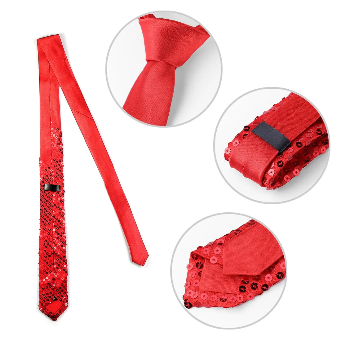 Sequin Ties Self Tied Shine Skinny Necktie Party Costume Tie sold by Allegra K product image thumbnail 2
