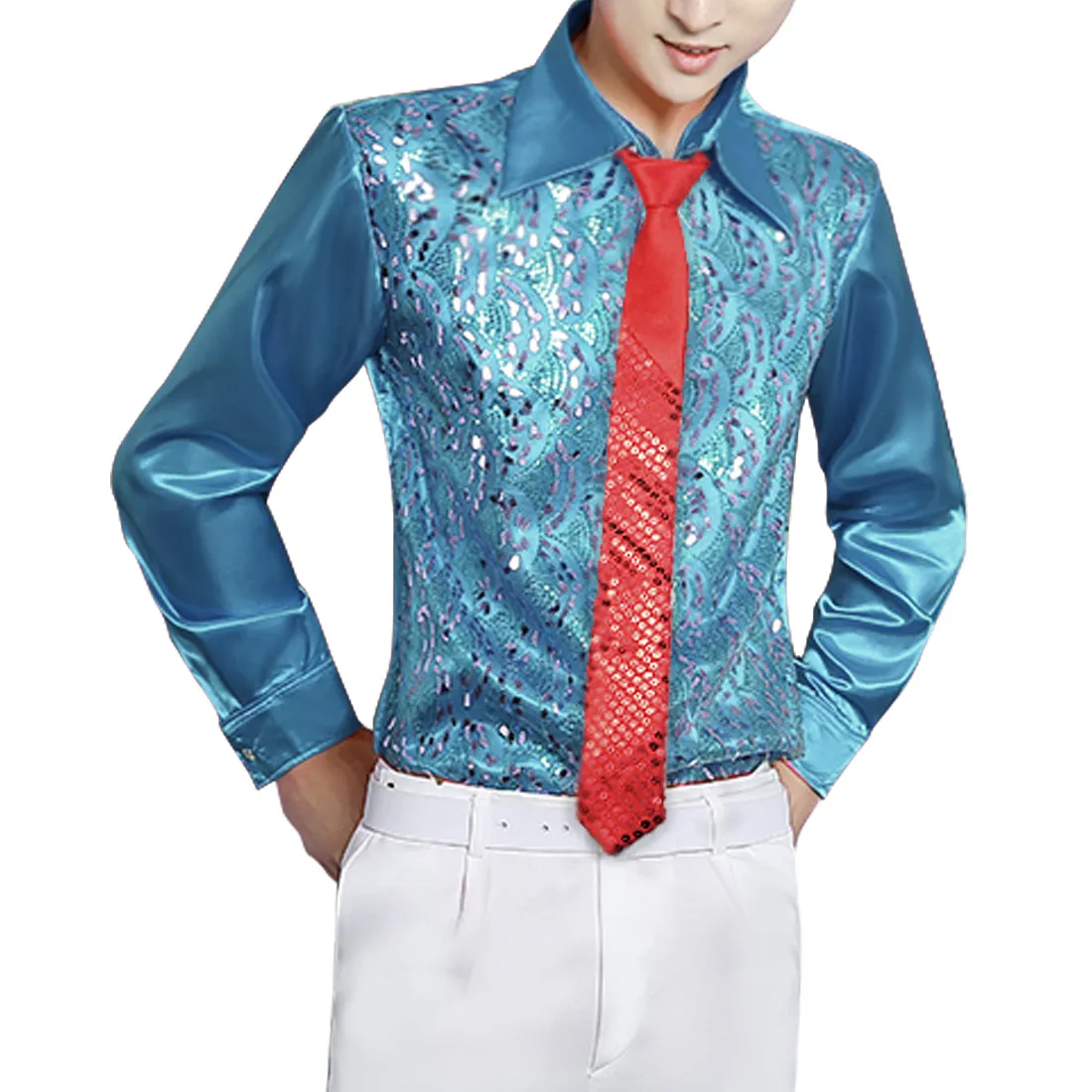 Sequin Ties Self Tied Shine Skinny Necktie Party Costume Tie sold by Allegra K product image thumbnail 5