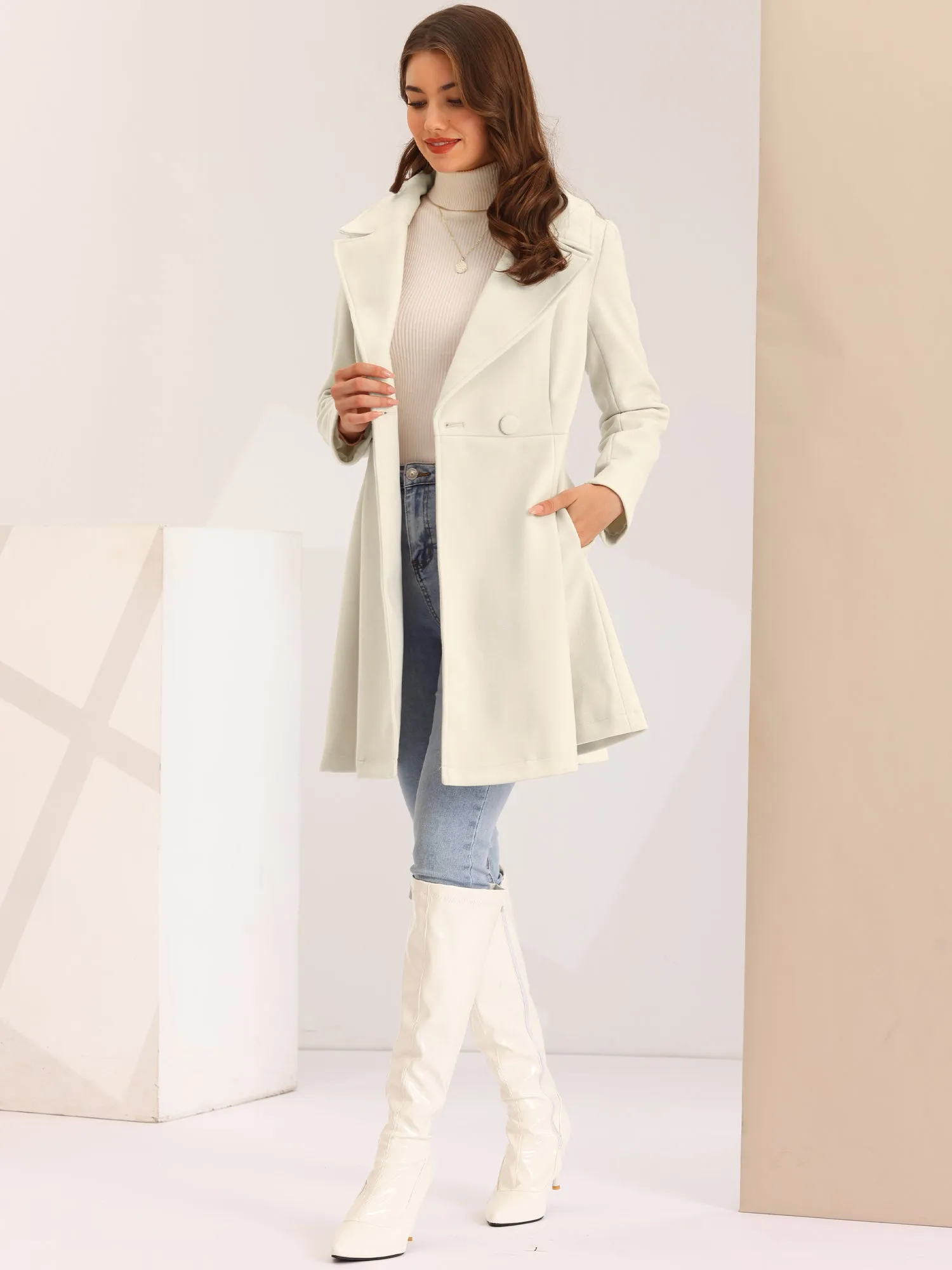 Elegant Overcoat Shawl Collar Single Winter Belted Long Coat sold by Allegra K product image thumbnail 4