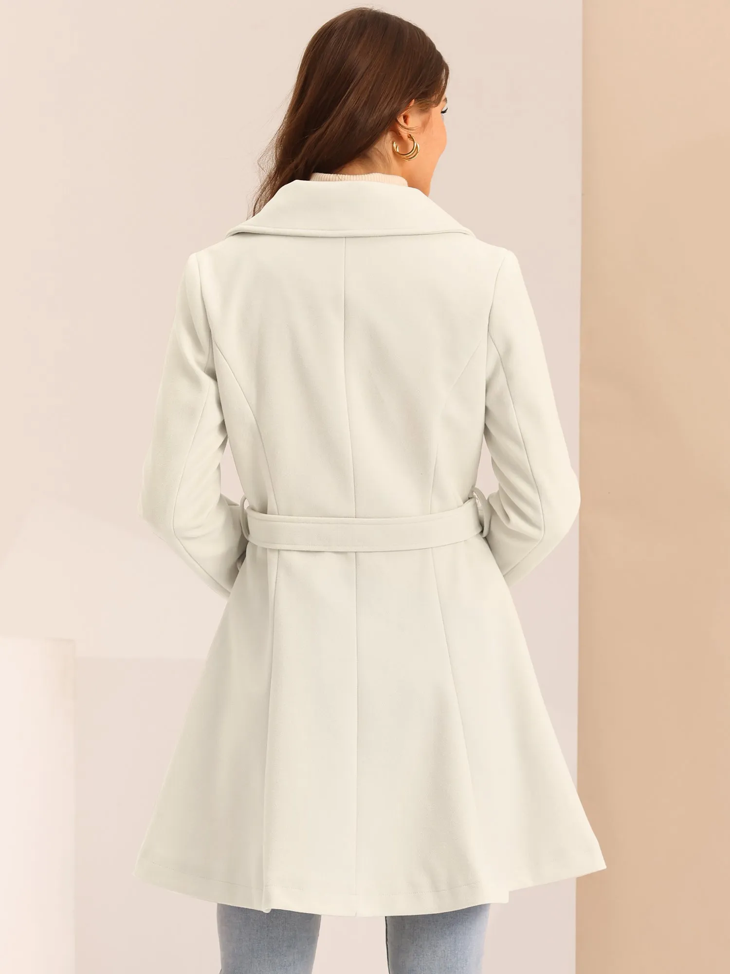 Elegant Overcoat Shawl Collar Single Winter Belted Long Coat sold by Allegra K product image thumbnail 3