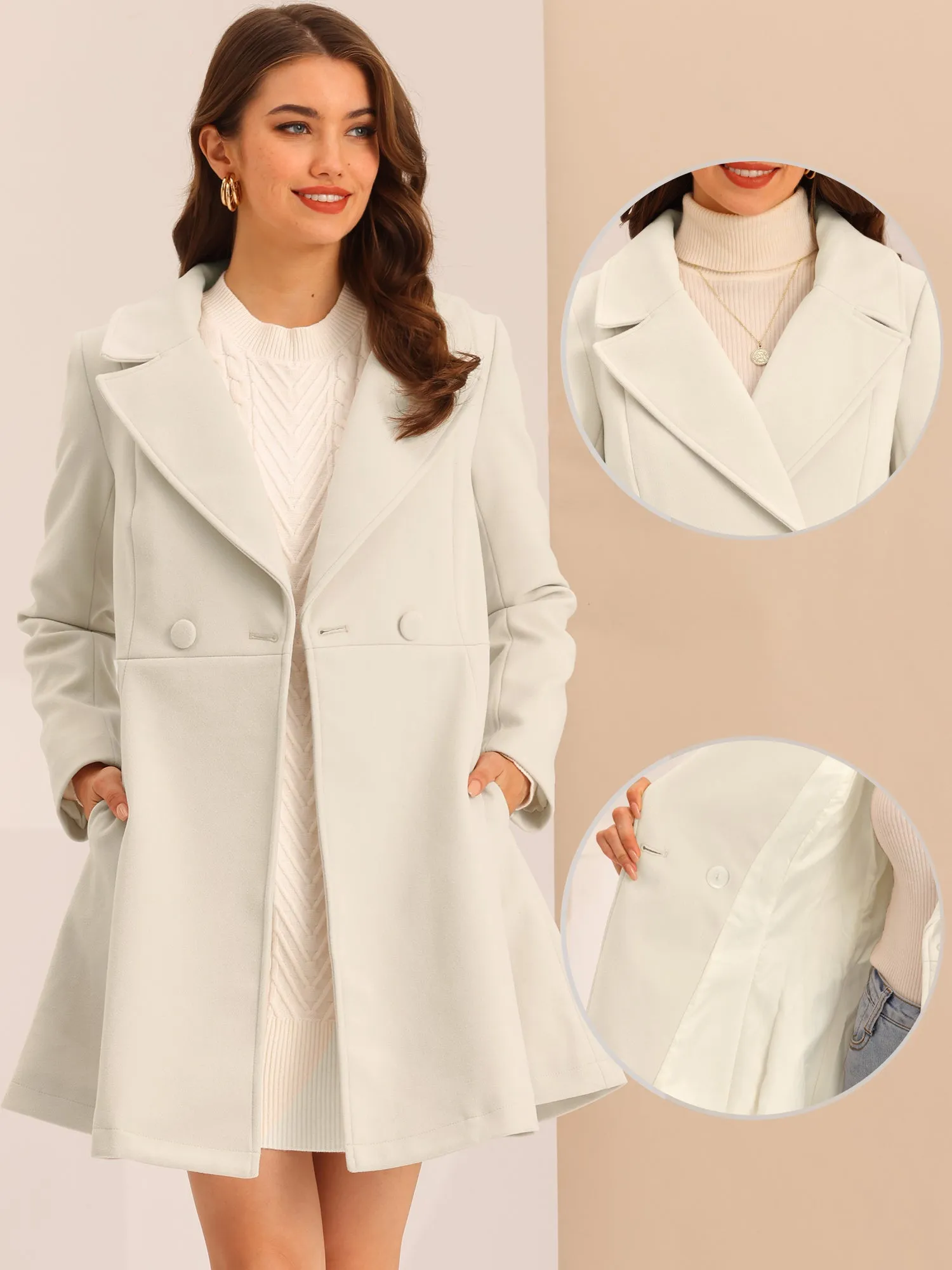 Elegant Overcoat Shawl Collar Single Winter Belted Long Coat sold by Allegra K product image thumbnail 2