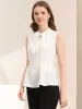 Peplum Top Bow Tie Neck Ruffle Hem Summer Sleeveless Blouse sold by Allegra K