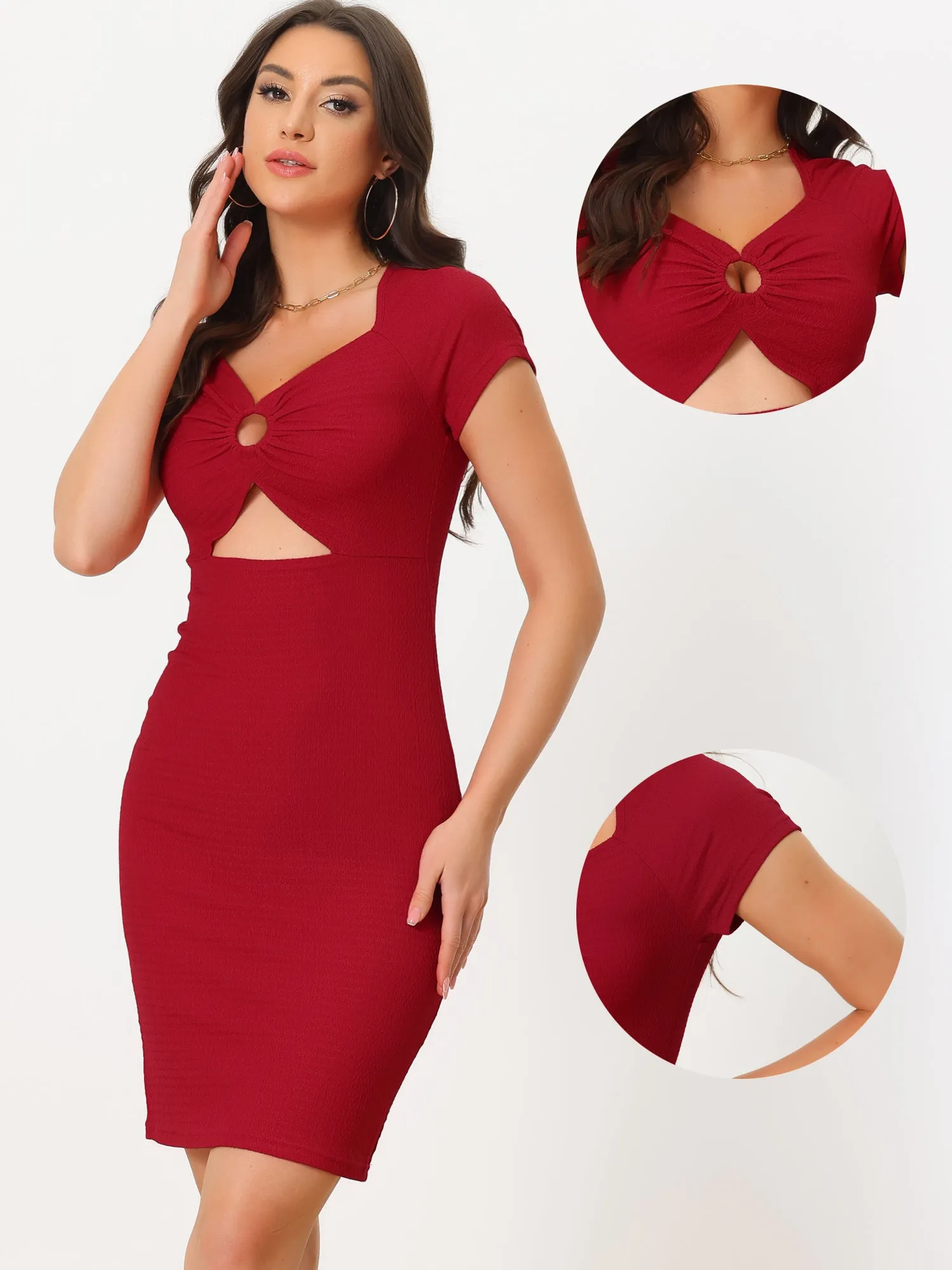Sweetheart Neck Cut Out Bodycon Mini Dress sold by Allegra K product image thumbnail 2