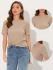 Casual Round Neck Short Sleeve Twist Knot Tee T-Shirt sold by Allegra K