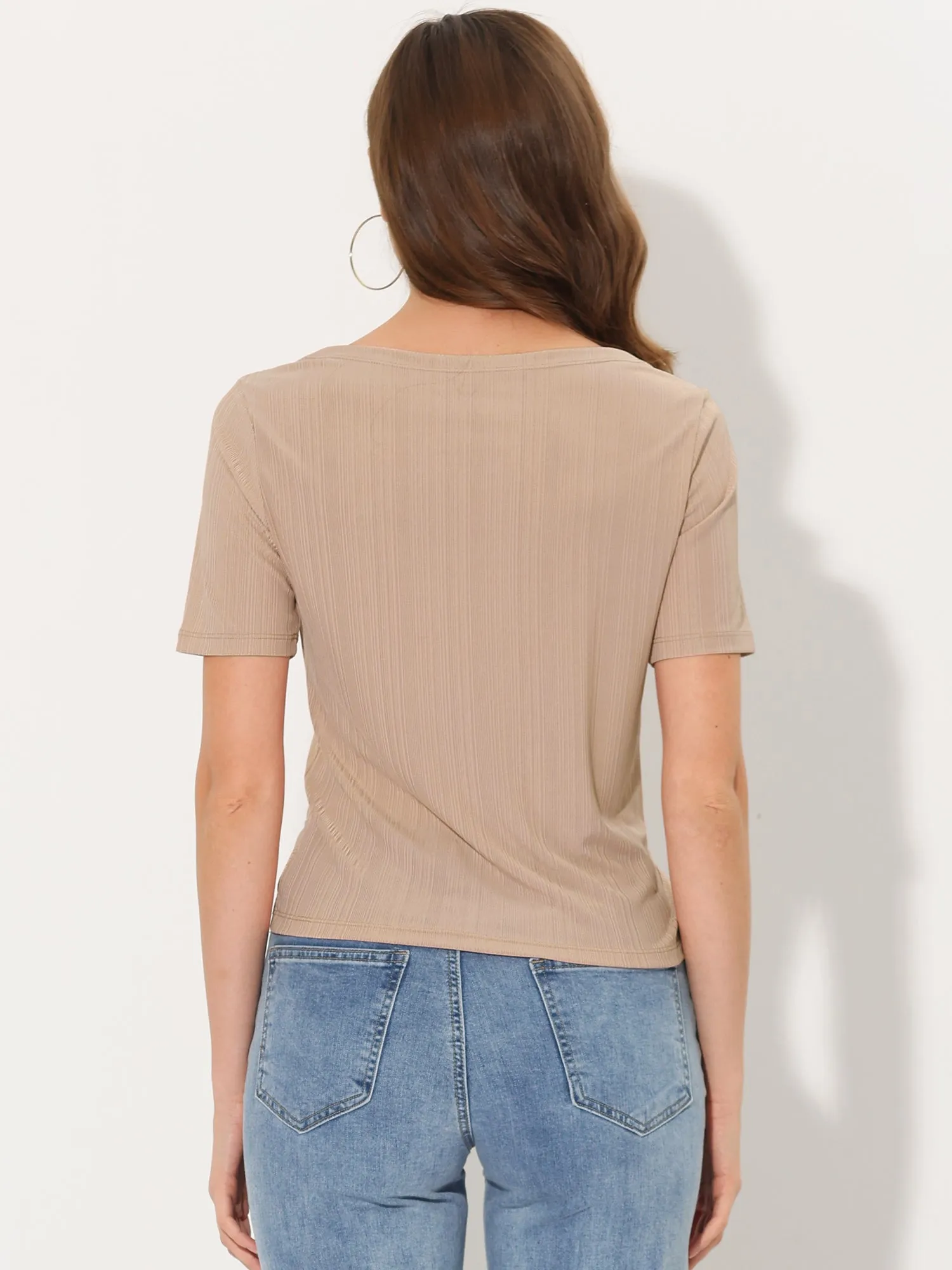 Casual Round Neck Short Sleeve Twist Knot Tee T-Shirt sold by Allegra K product image thumbnail 3