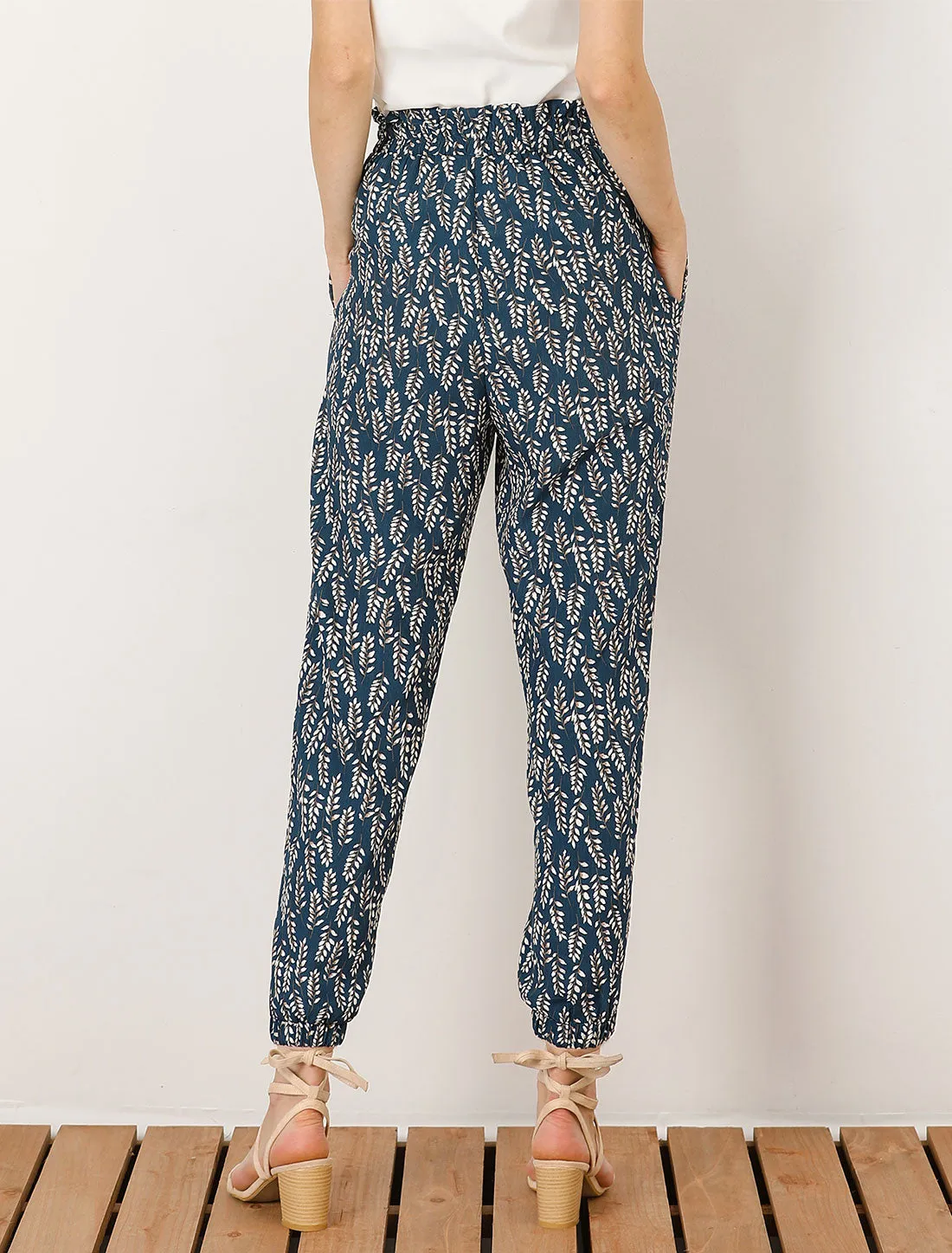Floral Elastic Waist Side Pockets Palazzo Lounge Pants sold by Allegra K product image thumbnail 3