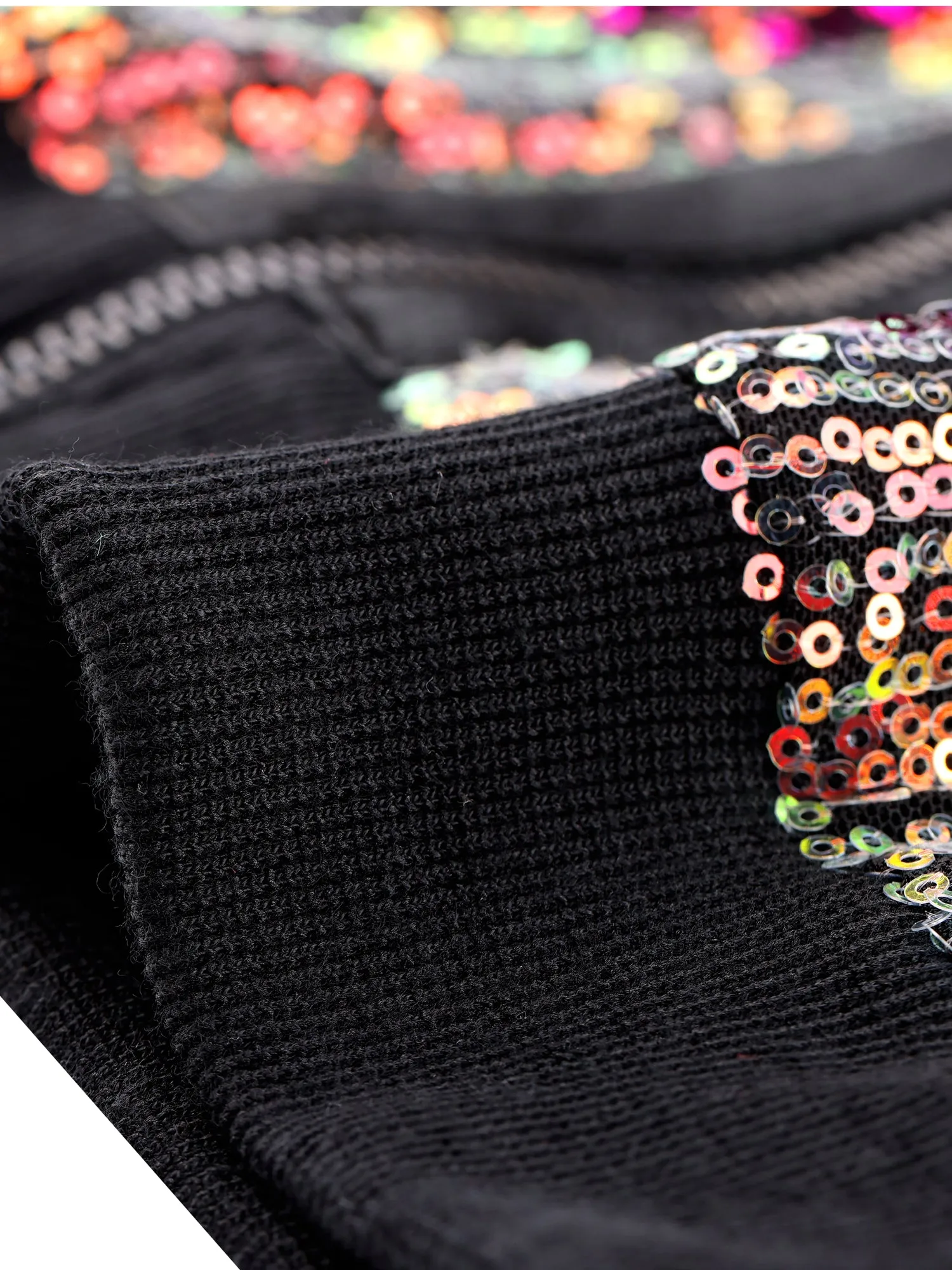 Halloween Sequin Long Sleeve Zipper Ombre Sparkle Bomber Jacket sold by Allegra K product image thumbnail 5