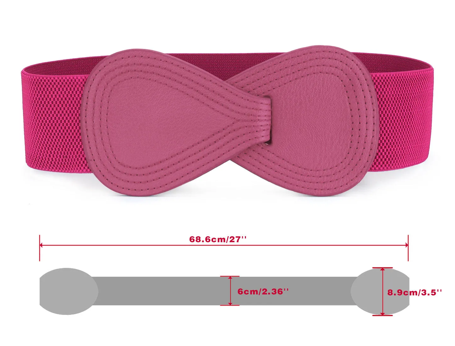Interlock Buckle 8-shaped Faux Leather Elastic Belt Cinch Waistband sold by Allegra K product image thumbnail 3