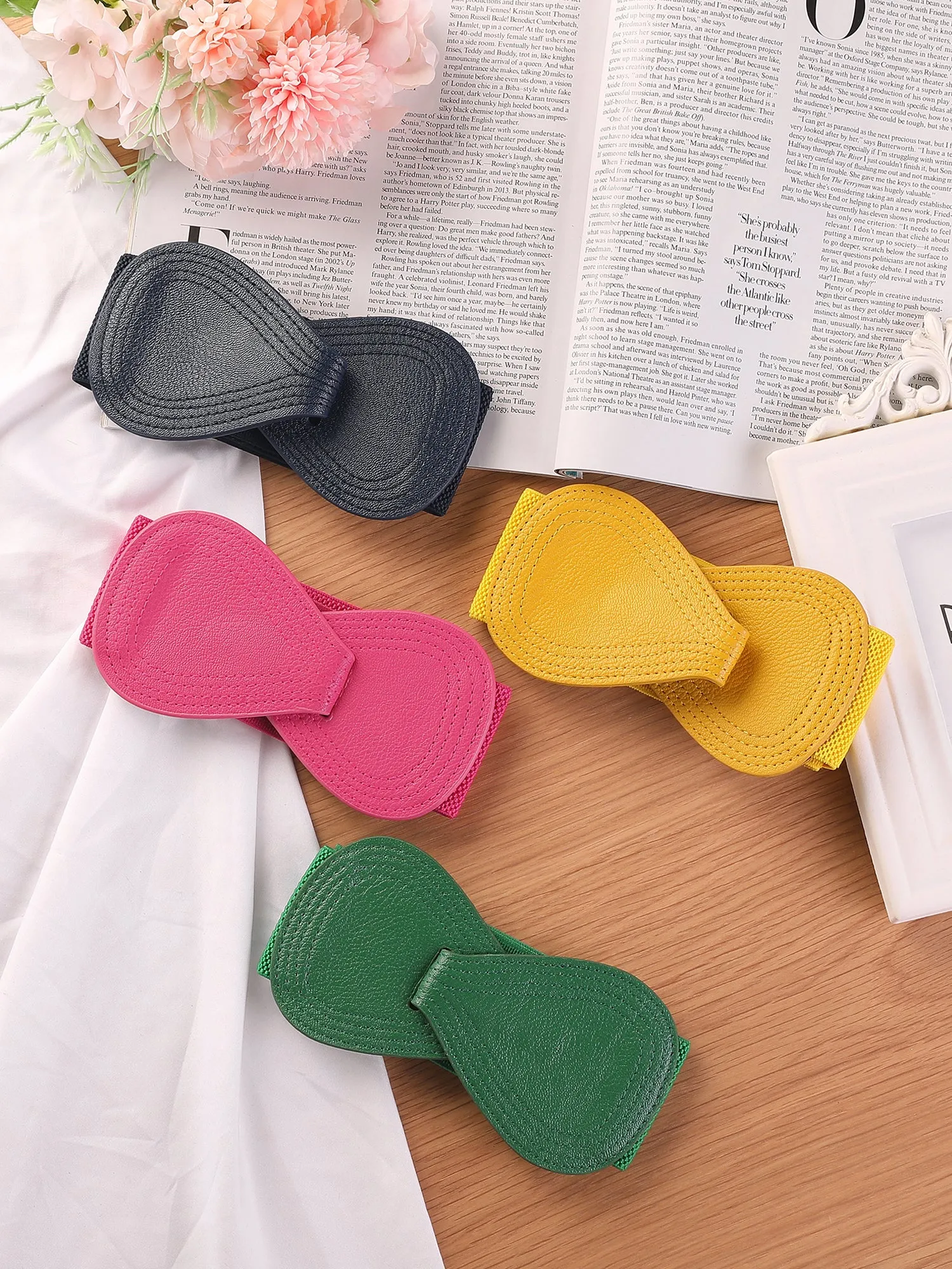 Women's Elastic Waist Belt Interlock 8-shaped Faux Leather Buckle Belts for Lady sold by Allegra K product image thumbnail 4