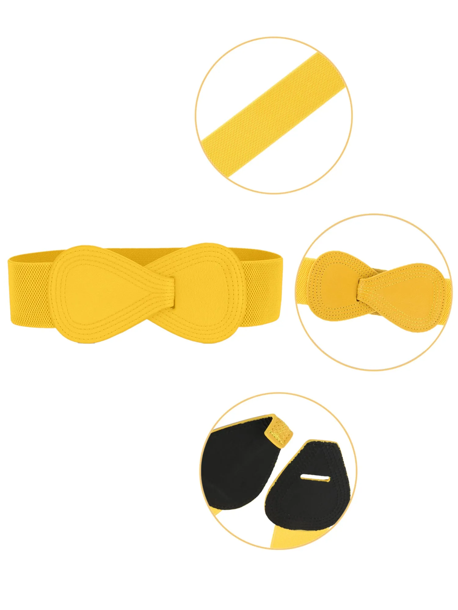 Women's Elastic Waist Belt Interlock 8-shaped Faux Leather Buckle Belts for Lady sold by Allegra K product image thumbnail 2