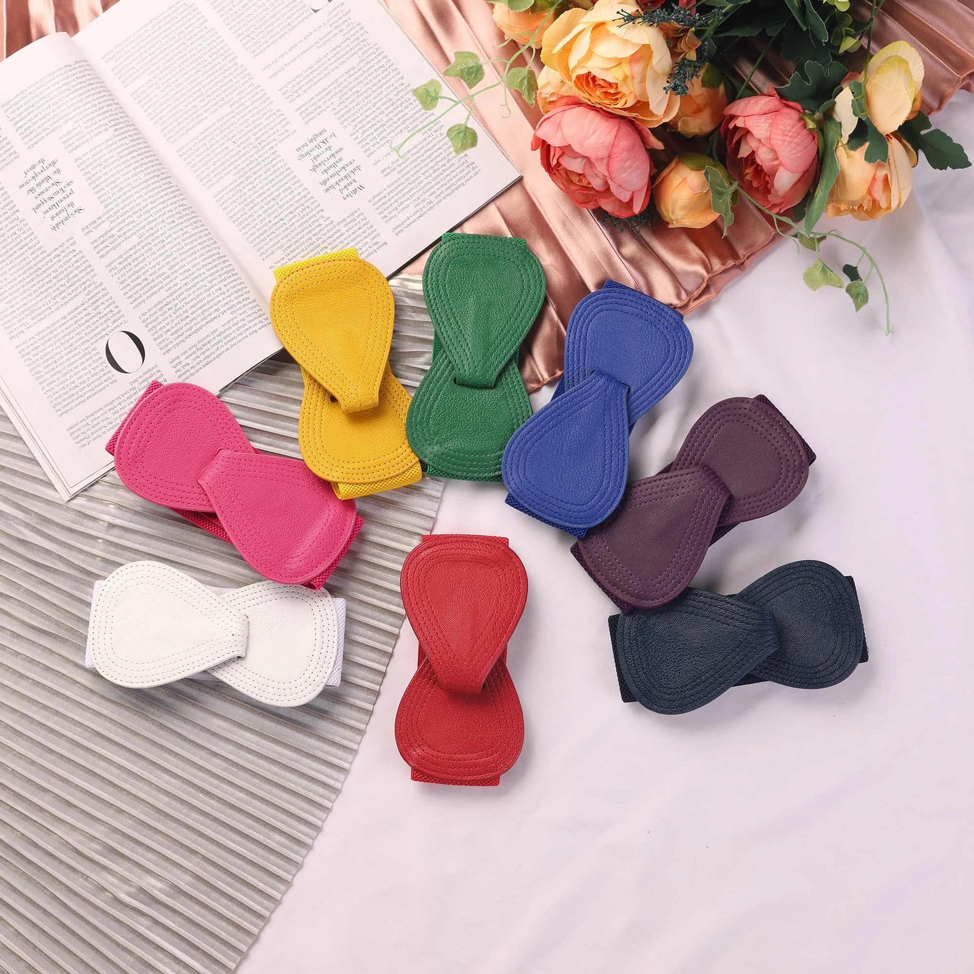 Women's Elastic Waist Belt Interlock 8-shaped Faux Leather Buckle Belts for Lady sold by Allegra K product image thumbnail 5