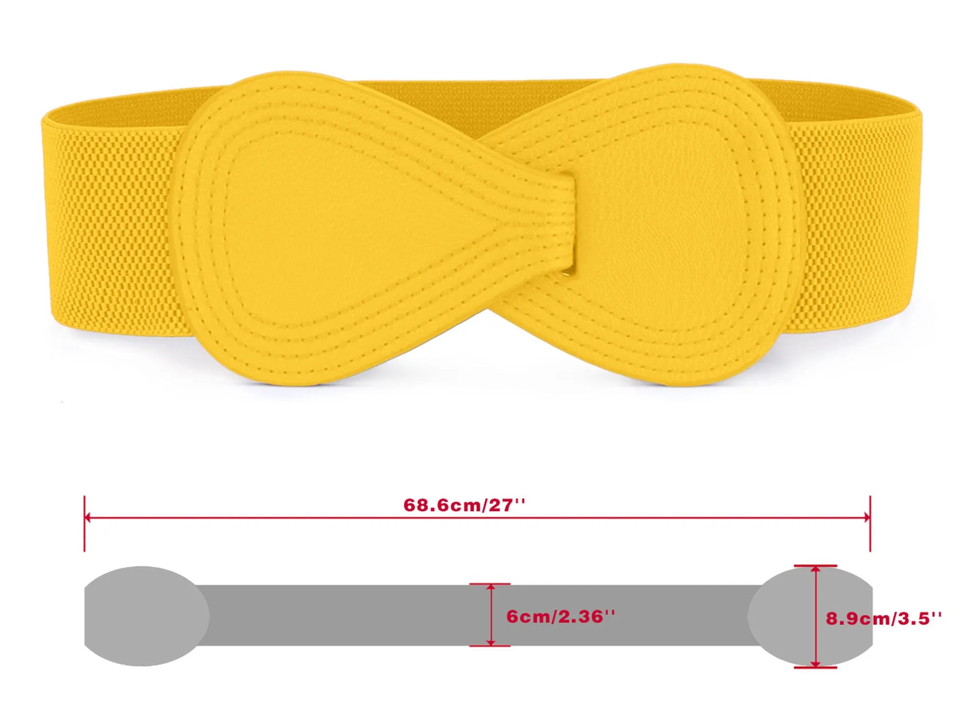 Women's Elastic Waist Belt Interlock 8-shaped Faux Leather Buckle Belts for Lady sold by Allegra K product image thumbnail 3