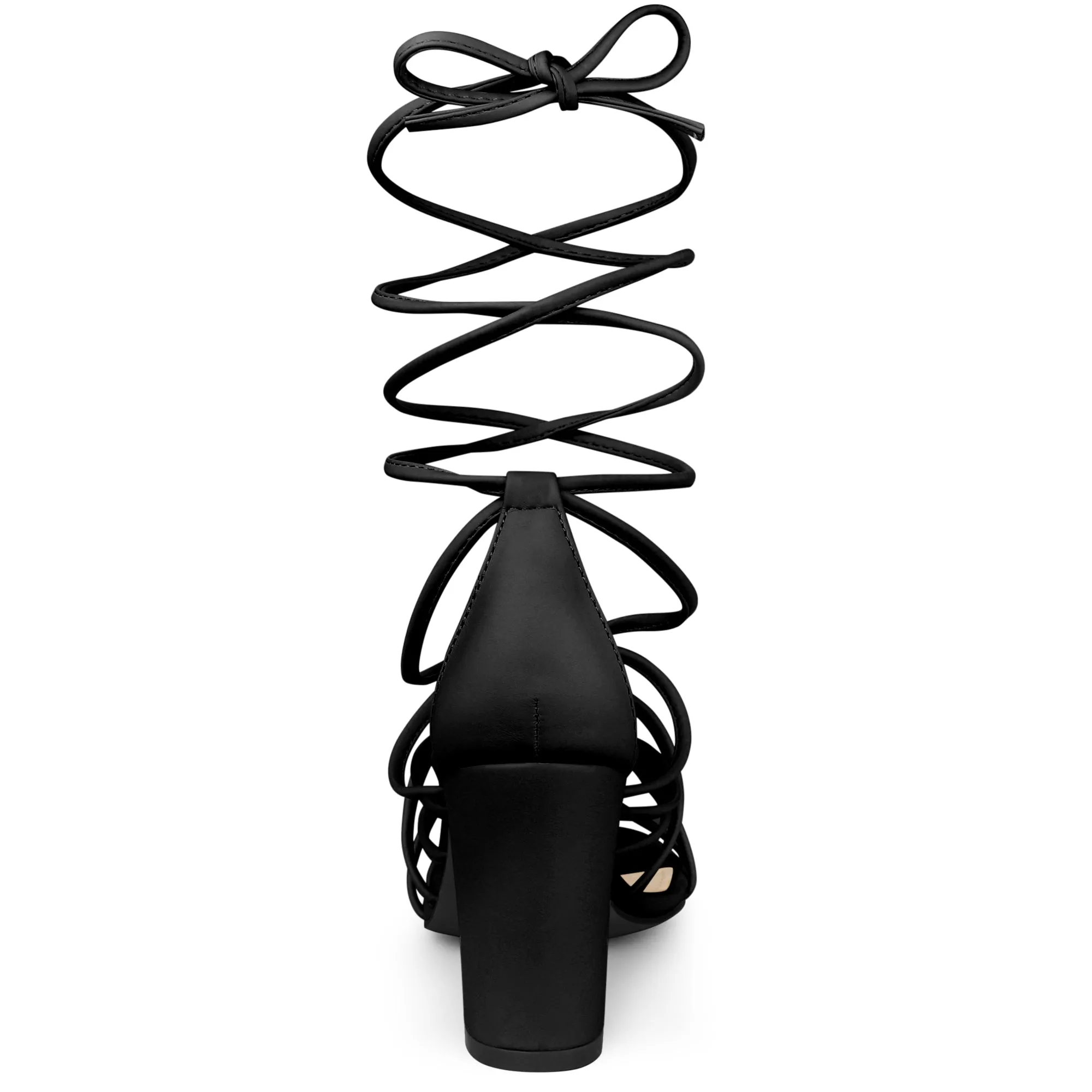 Women's Open Toe Knots Strap Lace Up Chunky Heels Sandals sold by Allegra K product image thumbnail 4