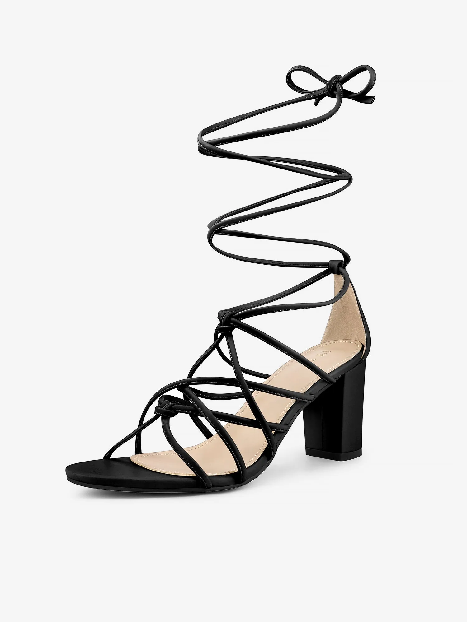 Women's Open Toe Knots Strap Lace Up Chunky Heels Sandals sold by Allegra K