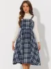 Plaid Overalls Sleeveless Suspender A-Line Pinafore Dress sold by Allegra K