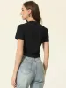 Short Sleeve Square Neck Asymmetrical Split Crop Top sold by Allegra K