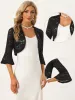 Floral Lace Cardigan Bell Sleeves Open Front Elegant Cropped Shrug Tops sold by Allegra K