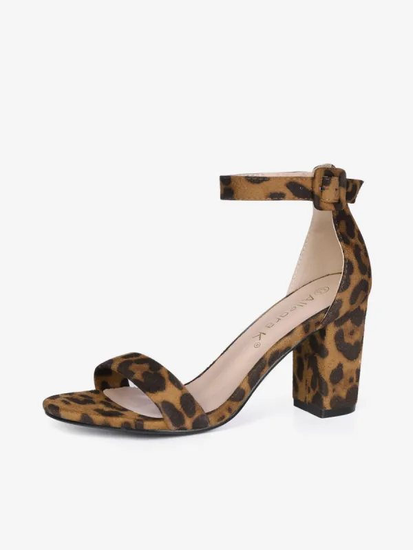 Floral Printed Open Toe Ankle Strap Block Heel Sandals sold by Allegra K