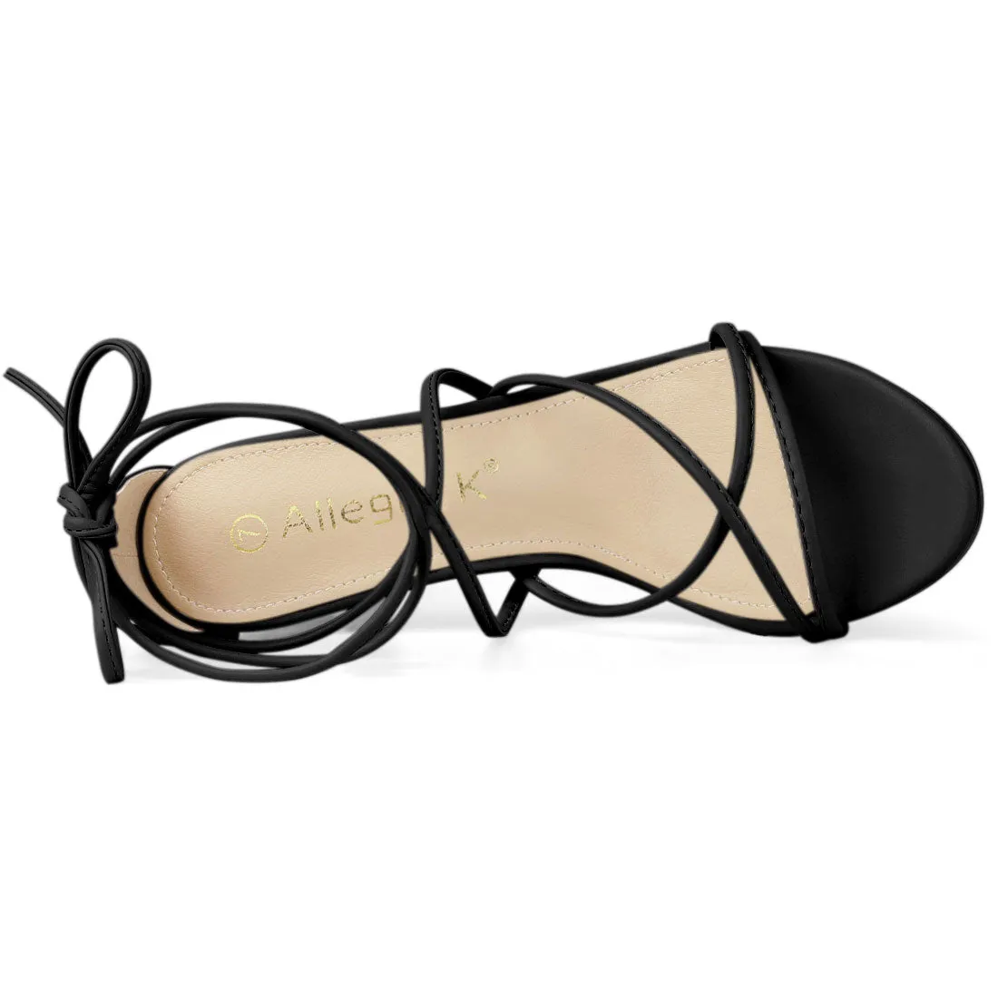 Lace Up Strappy Straps Chunky Heel Sandals sold by Allegra K product image thumbnail 5