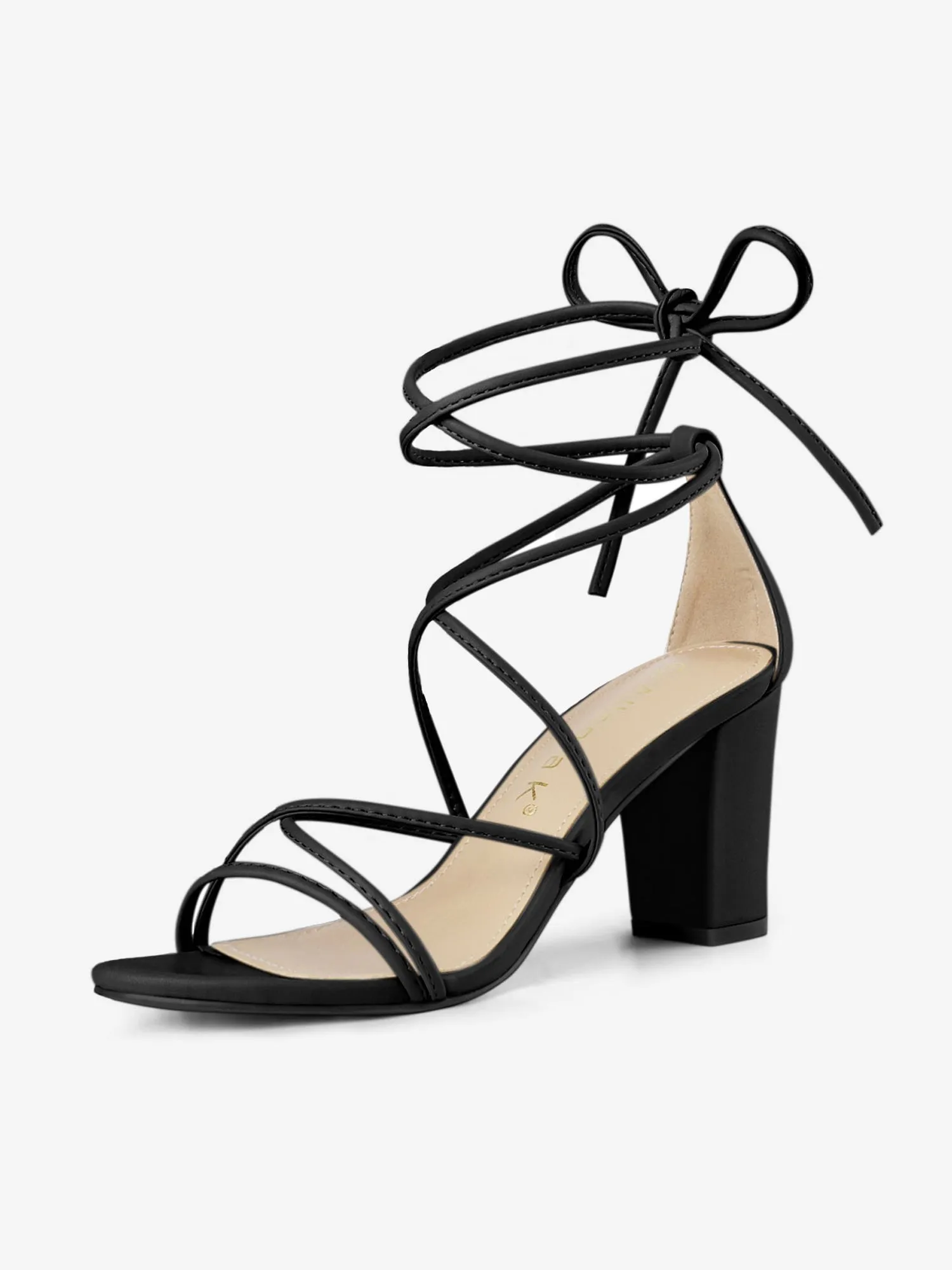 Lace Up Strappy Straps Chunky Heel Sandals sold by Allegra K
