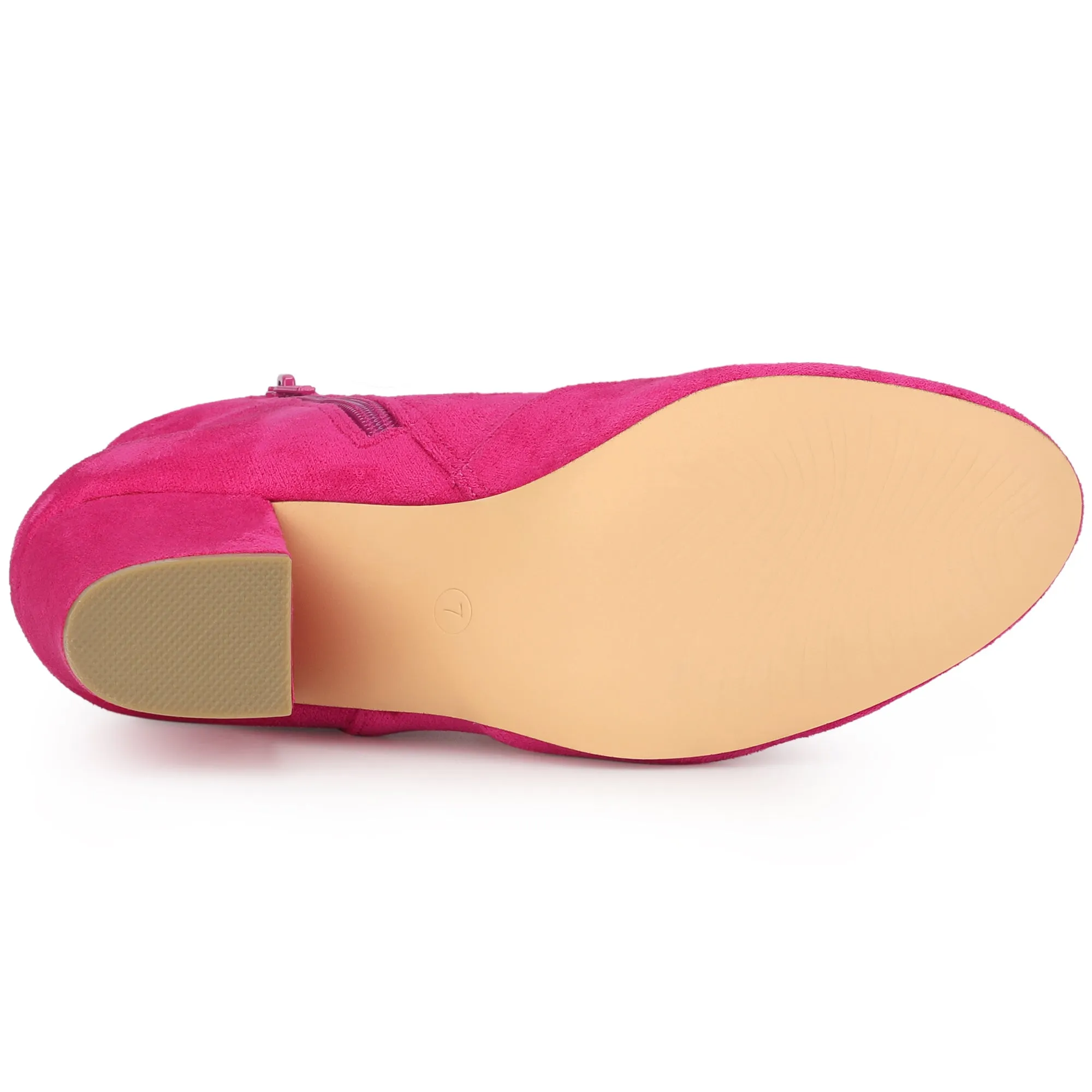 Women's Side Zip Round Toe Chunky Heels Ankle Boots sold by Allegra K product image thumbnail 5