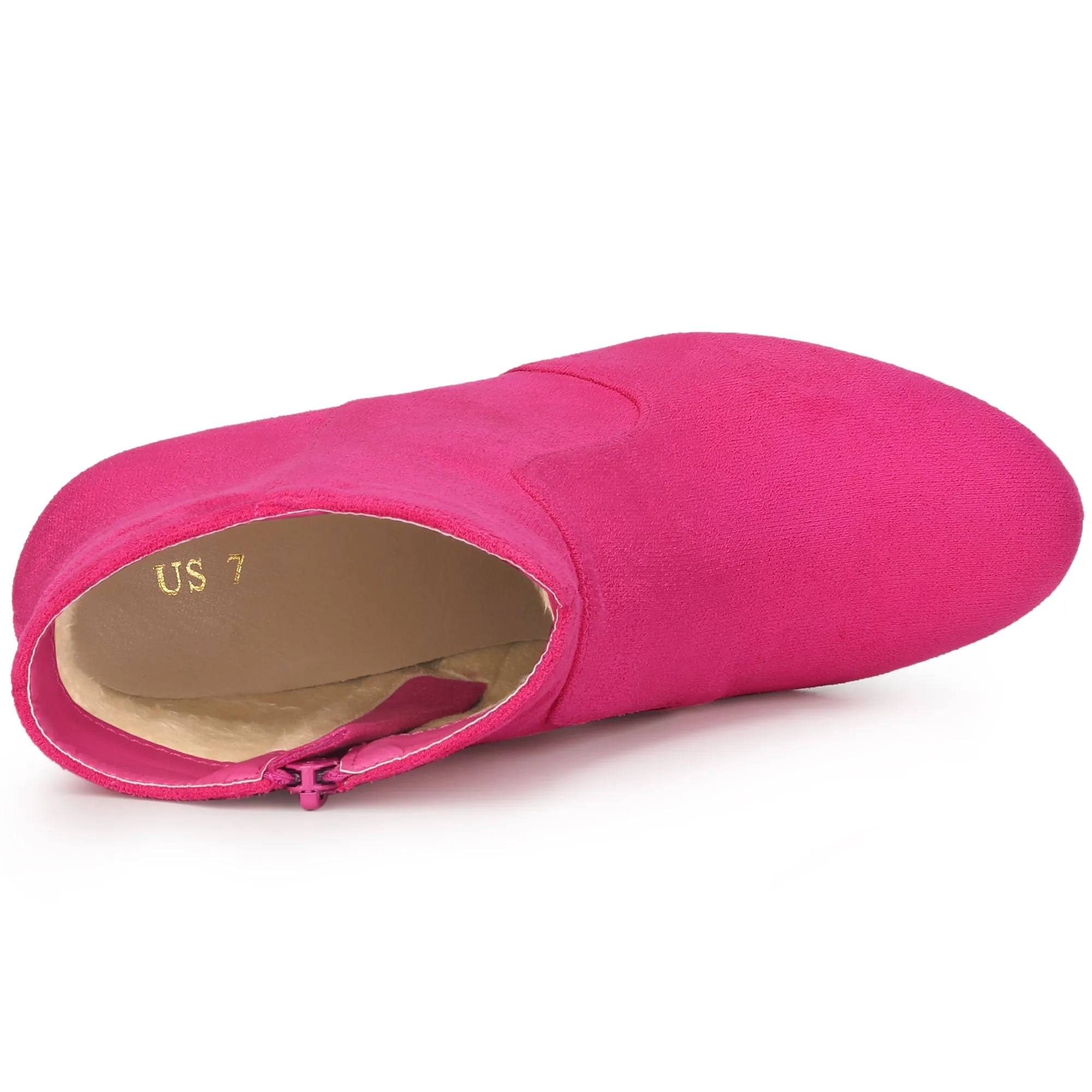 Women's Side Zip Round Toe Chunky Heels Ankle Boots sold by Allegra K product image thumbnail 4