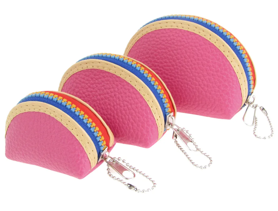 Ladies Small Change Wallet Colorful Zipper Faux Leather Coin Purse 3 Pcs sold by Allegra K