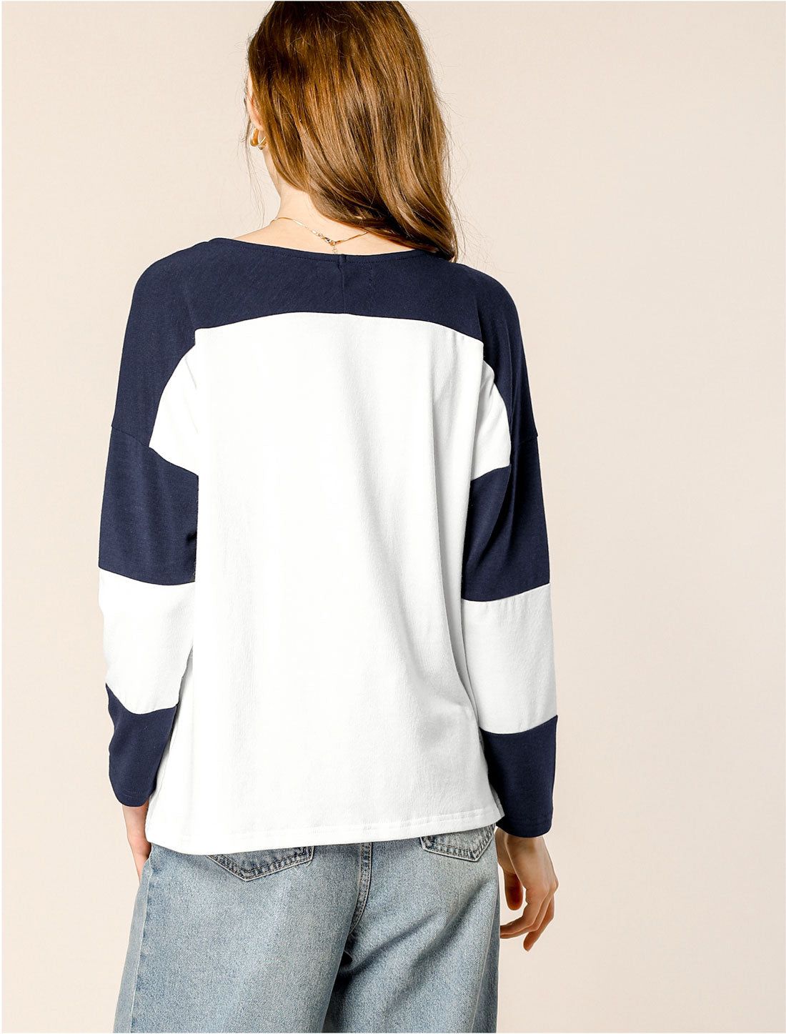 Long Sleeve Color Block Crew Neck Raglan Comfort T-Shirt Knit Tops sold by Allegra K product image thumbnail 4