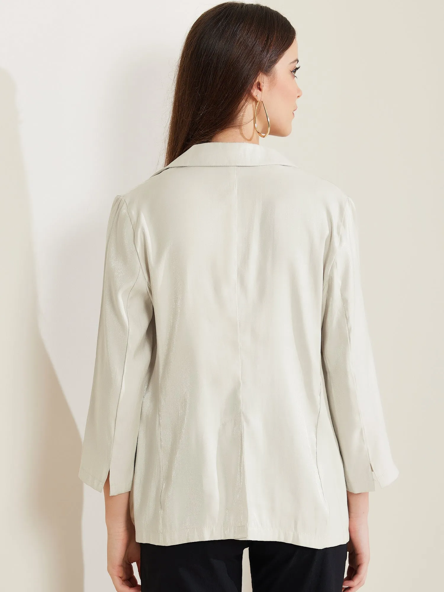 Open Front Lapel Button Casual Work Office Blazer sold by Allegra K product image thumbnail 3