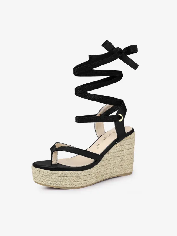 Espadrille Platform Lace Up Slingback Flip Flops Wedge Sandals sold by Allegra K