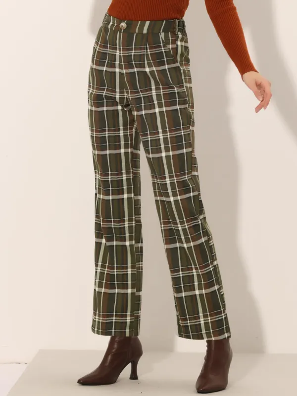 Plaid Elastic Waist Casual Work Office Long Pants sold by Allegra K