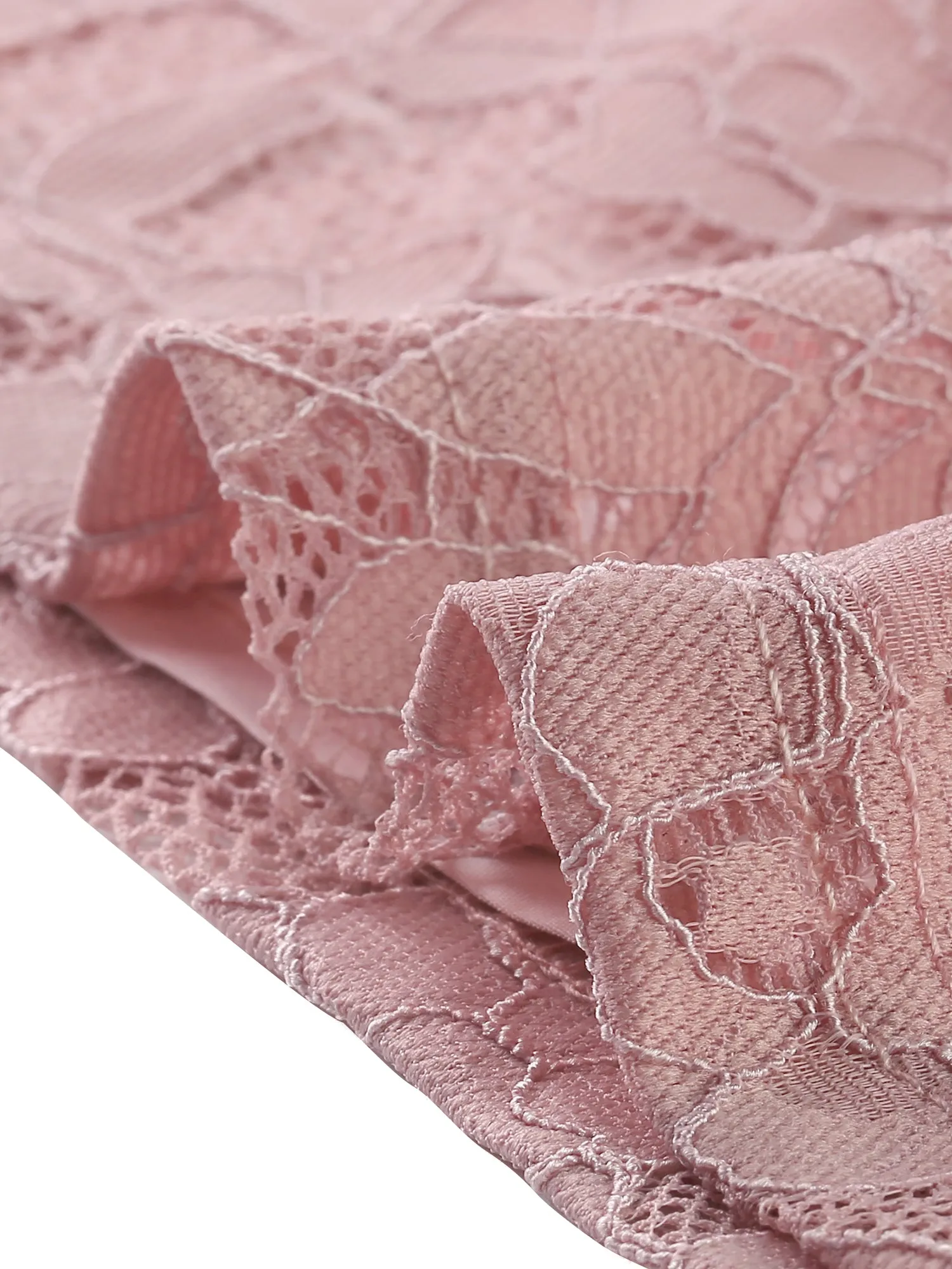 See Through Tops Chiffon Sleeve Ruffle Frill Neck Floral Lace Blouse sold by Allegra K product image thumbnail 4