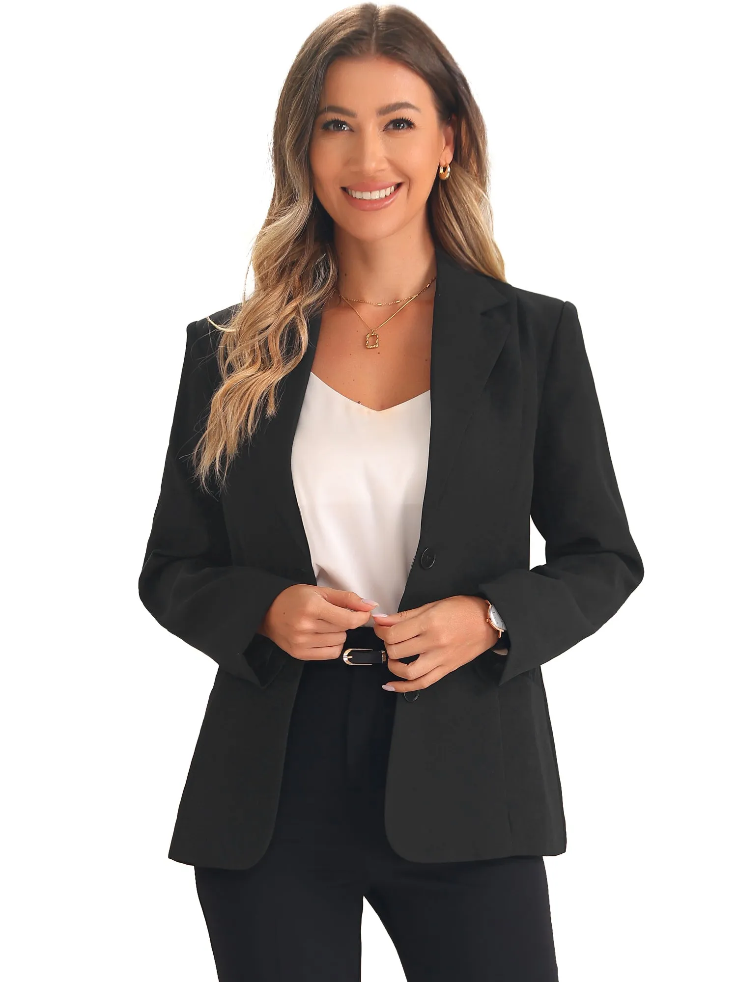 Notched Lapel Long Sleeve Pockets Work Office Blazer sold by Allegra K product image thumbnail 5