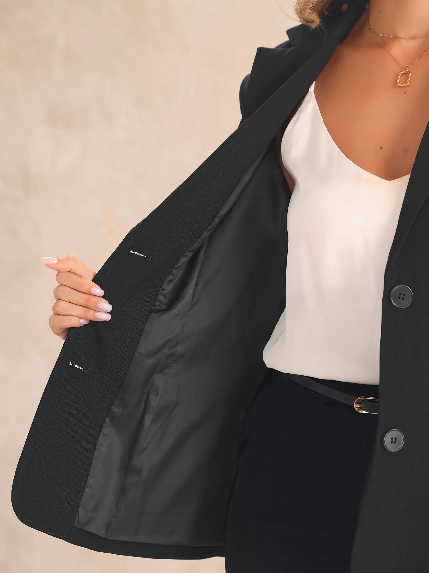 Notched Lapel Long Sleeve Pockets Work Office Blazer sold by Allegra K product image thumbnail 4