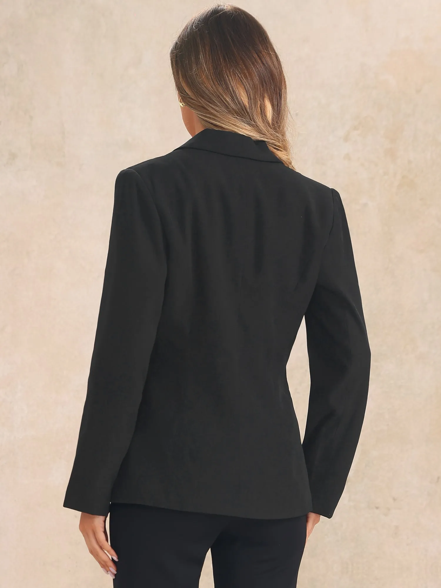 Notched Lapel Long Sleeve Pockets Work Office Blazer sold by Allegra K product image thumbnail 3