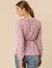 Floral V Neck Wrap Top Long Sleeve Tie Waist Ruffle Peplum Blouse sold by Allegra K