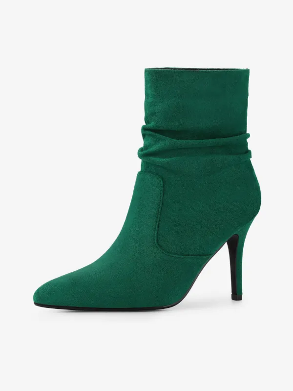 Slouchy Pointy Toe Pull On Stiletto Heel Ankle Boots sold by Allegra K