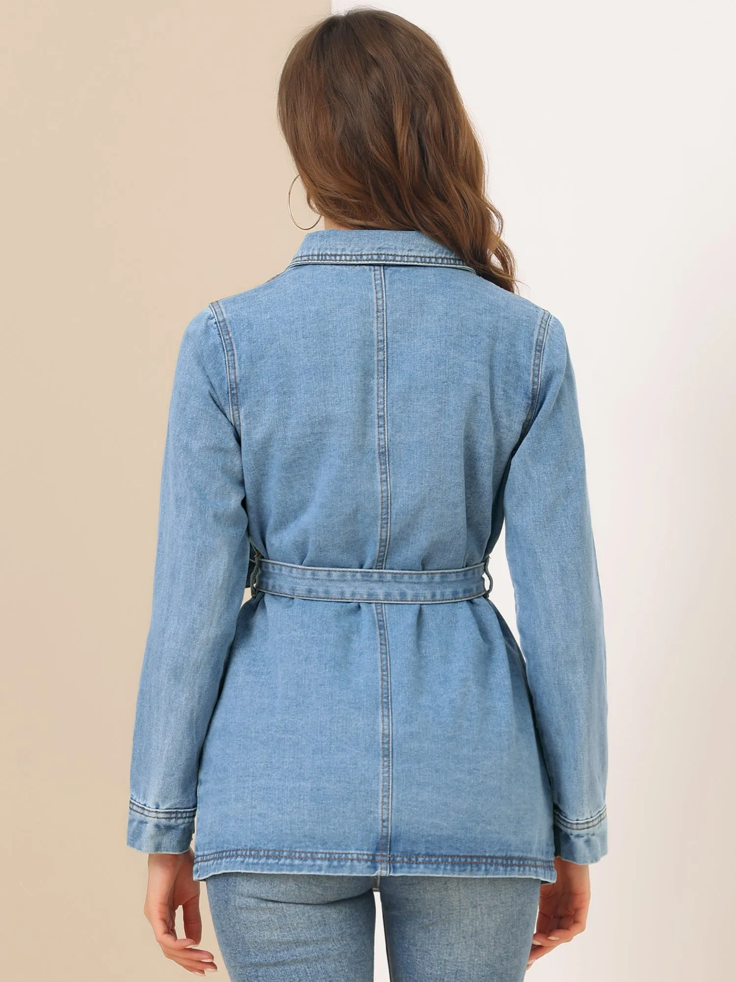 s Jean Button Up Long Sleeve Washed Casual Denim Jacket sold by Allegra K product image thumbnail 4