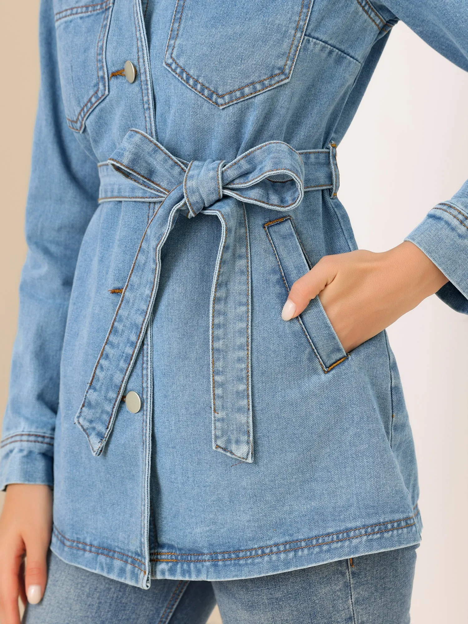 s Jean Button Up Long Sleeve Washed Casual Denim Jacket sold by Allegra K product image thumbnail 5