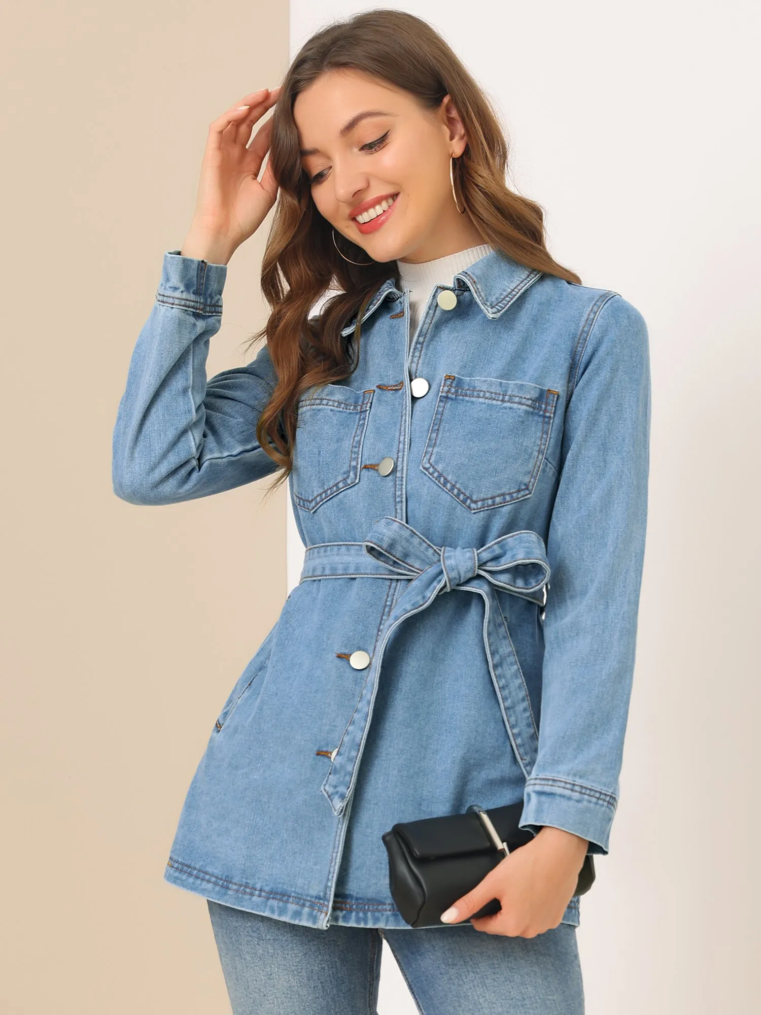 s Jean Button Up Long Sleeve Washed Casual Denim Jacket sold by Allegra K