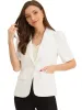 Short Sleeve Lapel Collar Buttoned Work Office Casual Blazer sold by Allegra K
